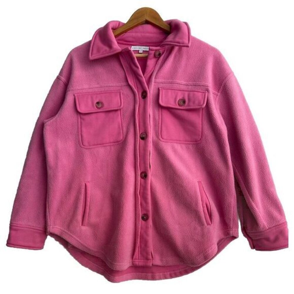 English Factory Pink Oversized Fleece Button Down Shacket Shirt Jacket‎ Sz Small
